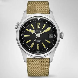 Pré-vente Merkur Peau plongeur 100 m résistant à l'eau rétro Lumineux décontracté manuel mécanique montre hommes acier Militaire montre Vintage 38mm