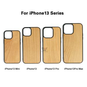 Coques de téléphone en pré-vente pour iPhone 13 Mini Pro Max, étui pare-chocs en bois TPU souple à la mode