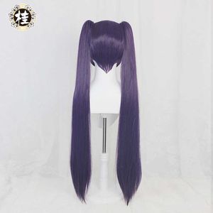 PRE-VENTA UWOWO Juego Genshin Impact Mona Megistus Cosplay Peluca Astral Reflection 90cm Purple Twin Tail Y0913