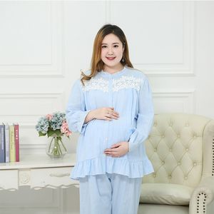 Pyjama d'allaitement pour mère enceinte 3XL-6XL Vêtements de maternité confortables de grande taille Rose bleu jaune section mince LJ201119