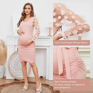 Robe pour femme enceinte en tissu élastique et silhouette fluide utilisée pour la photographie de grossesse magnifique motif floral 240111