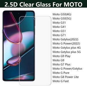 Protecteur d'écran de téléphone portable en verre trempé transparent 2.5D de qualité supérieure pour Motorola MOTO G50 G31 G41 G51 G71 G stylet Plus 2022 G Power G9 Play G7 Plus G8 Power lite G-Fast