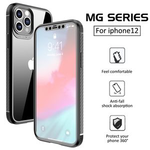 Premium HD CLEAR ACRYLIC HYBRID PC TPU Casos del teléfono para iPhone 12 11 Pro Max Mini XR XS X Borde de fibra de carbono Transparente