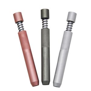 Grand métal One Hitter Bat Pipes w / Spring 78MM Aluminium Fumer Pirogue Sans Porte-Tuyau De Tabac Accessoires Grinder Vente En Gros