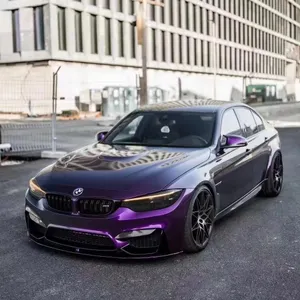 Premium Midnight Purple Gloss Shiny Metallic Vinyl Wrap Car Wrap With Air Bubble With Low tack glue Size1 52 20M Roll3038