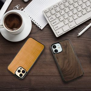 Étuis en bois véritable de qualité supérieure pour iPhone 11 Pro Max Xr X Couverture ultra fine en TPU souple 7 Plus 8 6 6s 5 5s 12 Mini Coques arrière antichoc Shell Fashion