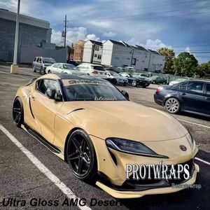 Premium Ultra Gloss Desert Yellow Vinyl Wrap Sticker Car Wrapping Covering Film con liberación de aire Inicial Low Tack Glue Autoadhesivo de calidad superior 1.52x20m 5X65ft