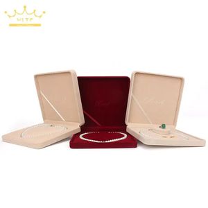 Emballage de bijoux en tissu de velours de qualité supérieure, boîte-cadeau, collier de perles, ensemble de trois pièces, sac fourre-tout cadeau 240315