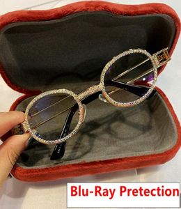 Pretection Retro Round Sunglasses Femmes Vintage Steampunk Sun Glasses Men Clean Lens Lannes de soleil Righestone 2630606