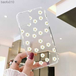 Joli motif floral marguerite coque de téléphone transparente pour iPhone 11 13 Pro Max 12 Mini Pro Max 7 8 Plus XR XS Max SE 2020 Housse en TPU souple L230619