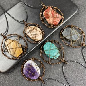 jolie Nature Pierre Pendentifs améthyste Quartz Rose Cristal Blanc Citron cristal fluorite Charmes Pierre Pour CollierZZ