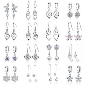 S925 Silver Hoop Cross Designer Boucles d'oreilles Retro Vintage Twar Twist Crystal Luxury Perle Sweet Fleur Boucle d'oreilles Boucle d'oreilles