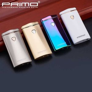 PRIMO puce intelligente tactile allumage par Induction Double Arc USB briquet extérieur métal coupe-vent impulsion Plasma cadeau pour hommes