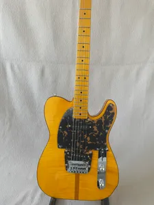 Prince HS Anderson Hohner Madcat Mad Cat Amber Yellow Flame Maple Top Guitarra eléctrica Leopard Pickguard, doble encuadernación de cuerpo de tortuga roja