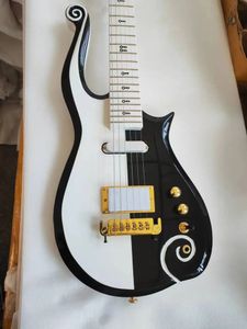 Prince Loud – guitare électrique blanche et noire, corps en aulne, manche en acajou, incrustation de symboles, acier inoxydable, 22 frettes, matériel doré