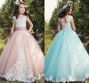 Princesse coloré Appliques broderie paillettes filles Pageant robes robe de bal mancherons arabe fête robe de mariée pour les enfants