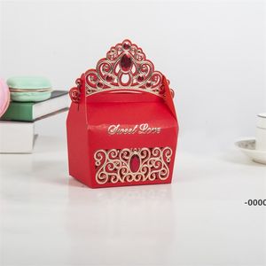 Princesse Couronne Boîtes de bonbons de mariage Boîtes-cadeaux de chocolat Boîte de sac de bonbons en papier romantique Boîtes de bonbons de mariage RRA9695