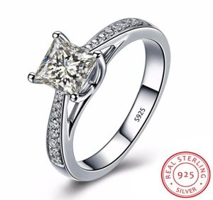 Princess Cut 1 C Diamondt CZ Anneaux pour femmes 100 solide 925 STERLING SIGHT ENGACTION ANNEMENT MODE BIELLISSE MODE EN FOLLE XR02186045085957