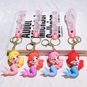 Porte-clés pendentif de dessin animé princesse sirène, porte-clés de voiture, sac de téléphone portable, bijoux suspendus, cadeaux pour enfants
