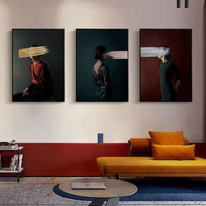Lienzo impreso, pintura abstracta, imagen de pared Interior para sala de estar, decoración del hogar, póster de retrato de chica Sexy nórdico moderno