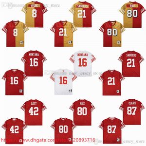 NCAA 1994 Throwback Football Division Camisetas bicolores 8 Steve Young 1989 Vintage 21 Deion Sanders 16 Joe Montana 42 Ronnie Lott 80 Jerry Rice 87 Dwight Clark Jersey