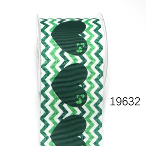 Ribbons grosgrains imprimés pour les arcs de cheveux, Saint-Patrick, matériau fait à la main, bricolage, 5 yards, 19632