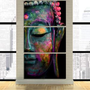 Affiche imprimée 3 pièces toile mur Art abstrait Zen bouddha visage peinture cadre modulaire autre décor à la maison