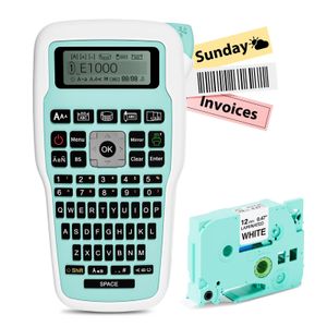 Rubans d'imprimante Vixic Handheld Label Maker E1000 Imprimante d'étiquettes avec clavier QWERTY Machine portable USB Connect pour P-touch Label Maker Tze231 231116