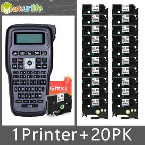 Imprimantes E1000 Label Imprimante + 10pk Tape Portable Handheld Étiquetage portable Machine de clavier Qwerty Compatible pour Brother Tze231 221