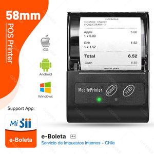 Primantes Loyverse Pos Sii Ebeleta Android Mini Bluetooth Wireless Thermal Receipt Imprimante de 58 mm Bill Machine Maker avec Paper Roll Print