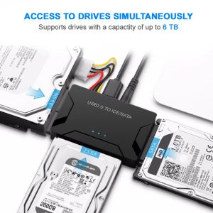 Imprimantes SATA à USB 3.0 Convertisseur pour 2,5 / 3,5 pouces Adaptateur de câble HDD SSD externe IDE pour PC Book USB 3.0 à SATA IDE 3 Adaptateur