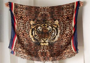 Impression tête de tigre imprimé léopard écharpe Ma039am garder au chaud qualité météo Allmatch Long fonds châle rayure EdgeNew Fashion1267658