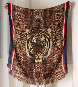 Impression Tiger Head Leopard Print Scarf Ma039am Keep WarmEat Mether Quality Allmatch Long Fund Châf Stripe Edgew Fashion6443196