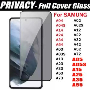 Protecteur d'écran de téléphone en verre trempé de confidentialité pour Samsung Galaxy A55 A35 A25 A15 A05 A05S S23FE A54 A34 A24 A14 A04 A73 A53 A33 A23 A13 5G Verre anti-espion à couverture complète