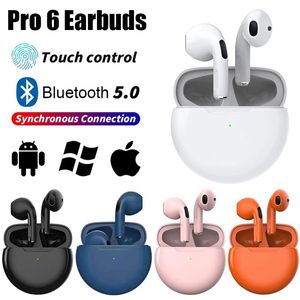 Pro 6 TWS Wireless Bluetooth Elecphones Mini Pods Earbuds Écouteur Casque pour le casque Xiaomi Android iPhone avec emballage de vente au détail