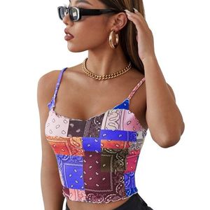 Produit Tie Dye Y2K Top Femmes Street Hipster Spaghetti Strap Slim Crop Tee T-shirt Femme K-Pop Style Tunique En Gros 210525