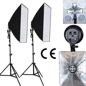 Freeshipping Professional 100-240V Photo studio photography light Continuous Lighting Led video light softbox kit 4 lamps socket CE
