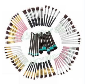 Professionnel 10 pièces pinceaux de maquillage ensemble cosmétique ombre à sourcils cils Blush Kit gratuit tirer chaîne outils de maquillage
