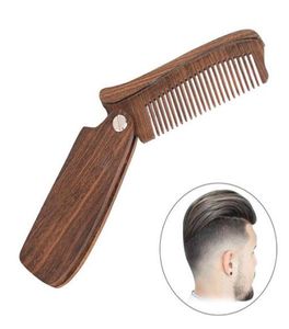 Peigne à barbe professionnel en bois de santal pliant, outils de toilettage pour barbe, peigne pour hommes et femmes, brosses à cheveux en bois 2455222