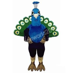 Costume de mascotte de paon bleu professionnel simulation de personnage de dessin animé tenues costume adultes tenue carnaval de noël déguisement pour hommes femmes