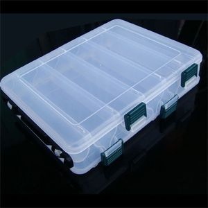 Caja de almacenamiento de plástico impermeable para señuelos de pesca de doble cara profesional, caja transparente 210922