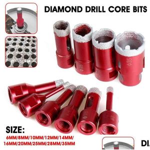 Bits de forage professionnel 6 mm-35 mm Bit sec de diamant m14 Filetage Core Vacuum Braze Forage Céramique Granite Tile Tile Hole Saw Drop Deliv DHB4Q