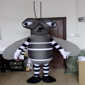 Fábrica profesional Halloween negro mosquito mascota disfraces carnaval adulto Fursuit vestido de dibujos animados