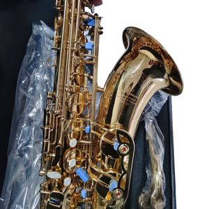 Profesional Francia Nuevo RST-Q3 Laca dorada Saxofón tenor de doble tendón Con estuche Boquillas instrumento musical saxofón