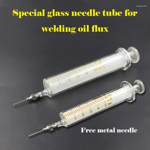 Ensembles d'outils à main professionnels Échantillonneur d'injecteur de seringue en verre de 5 ml / 10 ml avec distribution d'aiguille en métal pour soudure / flux / pâte d'argent conductrice