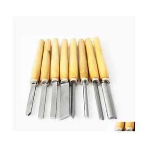 Conjuntos de herramientas de mano profesional HSS Torno Chisel Set 8 piezas para herramientas de torneado de madera Gouge Carpintería con mango Drop Entrega Móviles Au Ot3Tx