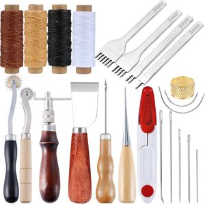 Juego de herramientas manuales profesionales KAOBUY, Kit de herramientas para manualidades de cuero, punzón de costura, juego de sillín de trabajo para tallado, accesorios DIY