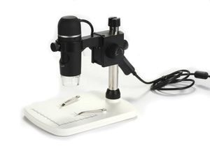 Freeshipping Profesional HD USB Microscopio digital Sensor de imagen 300X Real 5.0MP 8 LED Medición + Soporte ajustable