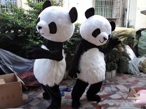 Costume de mascotte professionnel PANDA BEAR taille adulte (peluche longue noire)