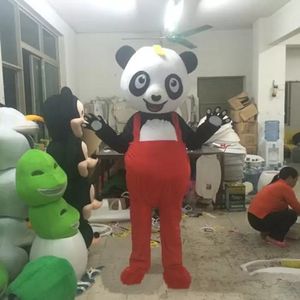 Disfraz de mascota de panda rojo azul profesional Disfraz de fiesta de disfraces de Navidad de Halloween Traje de personaje de dibujos animados Traje de carnaval unisex para adultos